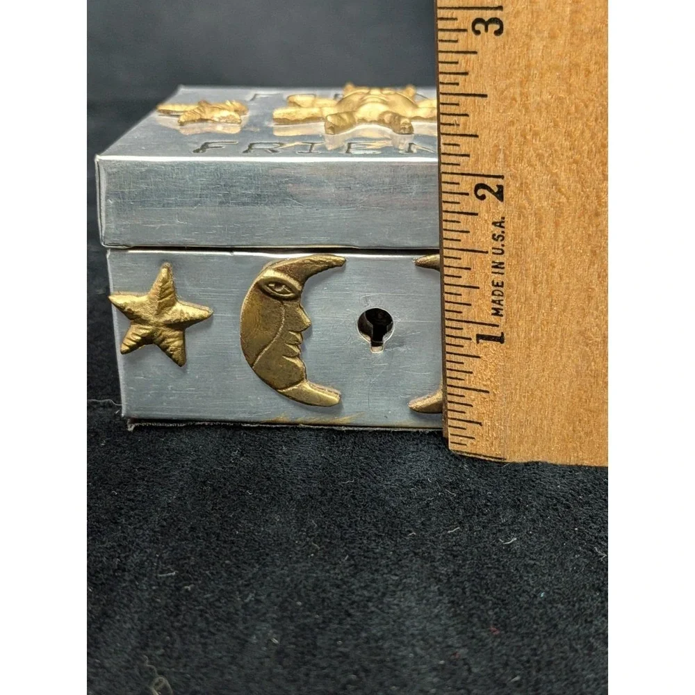 Celestial Sun Moon Star Forever Friends Pewter Wood Trinket Box 4